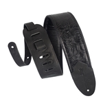 Levy's Sundance 3" Black Rose Embossed Leather Guitar Strap