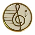 3/4" Gold Plated Treble Clef Award Pin - Classic White