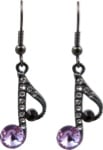 Purple Rhinestone Note Earrings