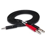 Hosa Stereo Breakout Cable 3.5 mm TRS to Dual 1/4 in TS - 10 ft