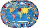 Hands Around the World Classroom Rug - 5 Ft. 4 In. x 7 Ft. 8 In. Oval