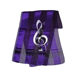 Purple Keyboard & G Clef Scarf, 13" x 60"