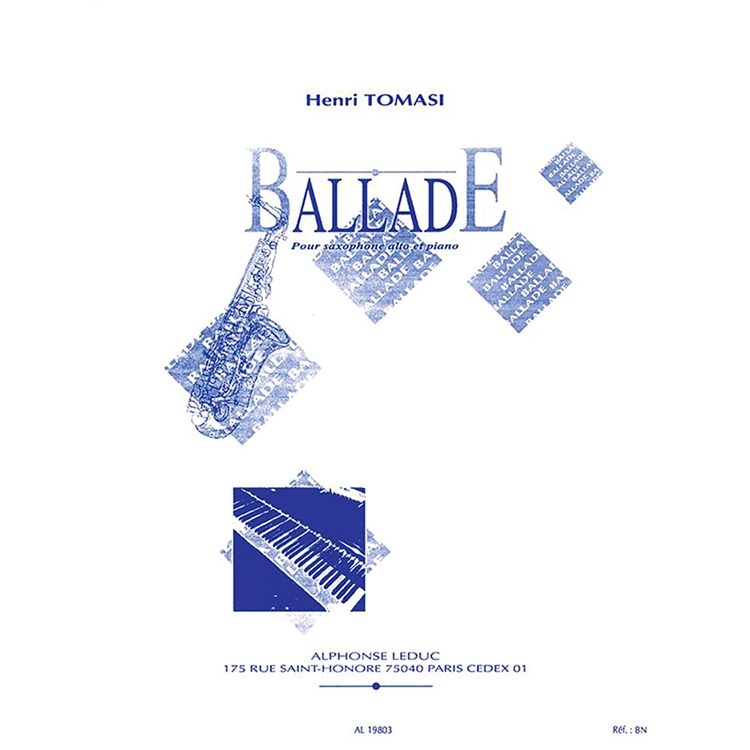 楽譜　Henri Tomasi　BALLADE　サクソフォン　ピアノ Henri Tomasi - Ballade for saxophone and piano (with score