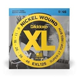 D'Addario EXL125 Super Light 09-46  Top/Regular Bottom, XL Nickel Electric Guitar Strings