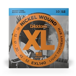 D'Addario EXL140 Light Top/Heavy Bottom 10-52, XL Nickel Electric Guitar Strings