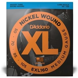 D'Addario XL Nickel Wound, Long Scale, 50-105 Medium Electric Bass Strings