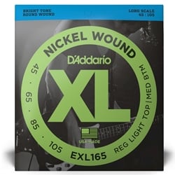 D'Addario XL Nickel Wound, Long Scale, 45-105 Light Top/Medium Bottom Electric Bass Strings