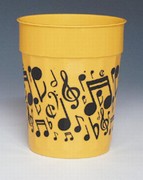 Music Notes Plastic Cup Yellow