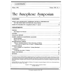 Saxophone Symposium Volume 17/1 (Winter, 1992) - Journal