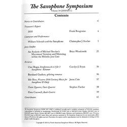 Saxophone Symposium Volume 34 (2010/2011) - Journal
