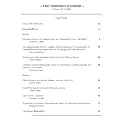 Saxophone Symposium Volume 42 (2019) - Journal