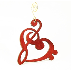 Wood Red Heart Ornament