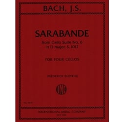 Sarabande from Cello Suite No. 6, S. 1012 - Cello Quartet