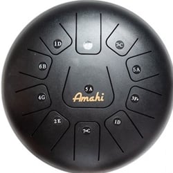 Amahi 12" Steel Tongue Drum in D Major - Black  (with bag)