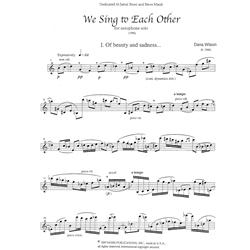 We Sing to Each Other - Alto Saxophone Unaccompanied