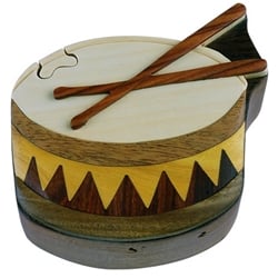 Wooden Drum Puzzle Box