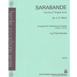 Sarabande from the 2nd English Suite - Saxophone Quartet (SATB/AATB)