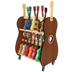 Mobile 18 Soprano Ukulele Storage Rack for Classrooms