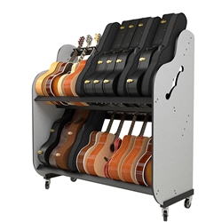 Mobile Double-Stack Guitar Storage Rack For Classrooms