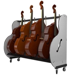 Mobile 4 Double Bass Storage Rack for Classrooms