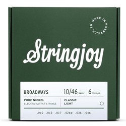 Stringjoy Broadways 10-46 Classic Light Gauge Pure Nickel Electric Guitar Strings