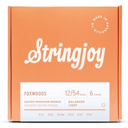 Stringjoy Foxwoods 12-54 Light Gauge Coated Phosphor Bronze Acoustic Guitar Strings