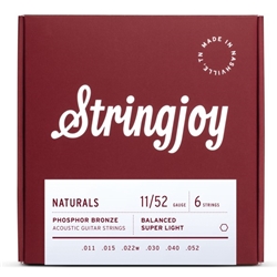 Stringjoy Naturals 11-52 Super Light Gauge Phosphor Bronze Acoustic Guitar Strings