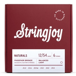 Stringjoy Naturals 12-54 Light Gauge Phosphor Bronze Acoustic Guitar Strings