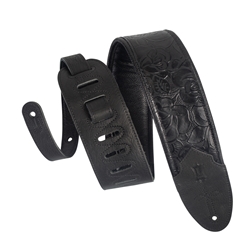 Levy's Sundance 3" Black Rose Embossed Leather Guitar Strap