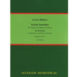 6 Sonatas, Opus 3 Volume 1 - Bassoon & Basso Continuo