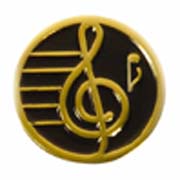 3/4" Gold Plated Treble Clef Award Pin - Elegant Black