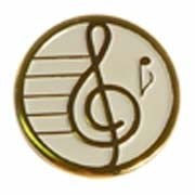 3/4" Gold Plated Treble Clef Award Pin - Classic White