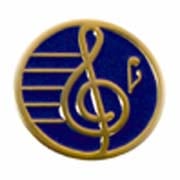 3/4" Gold Plated Treble Clef Award Pin - Deep Blue