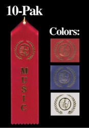 Music Award Ribbon - WHITE 10 Pak