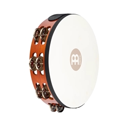 Meinl 10" Headed Wood Tambourine, Dual Row, Nickel Plated Steel Jingles