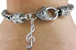 Crystal Treble Clef & Heart Clasp Bracelet