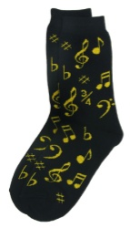 Ladies Black with Gold Notes Socks