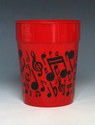 Music Notes Plastic Cup Red