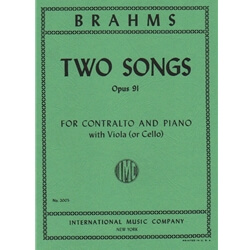 2 Songs, Op. 91 - Contralto Voice, Viola (or Cello), and Piano