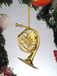 Gold French Horn Ornament