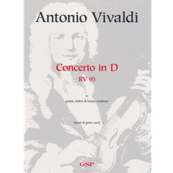 Concerto in D, RV 93 - Classical Guitar , Violins, and BC (Score and Guitar Part)