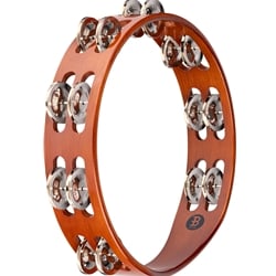 Meinl 10" Wood Tambourine, Dual Row, Nickel Plated Steel Jingles