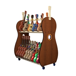 Mobile 30 Multi-Size Ukulele Storage Rack for Classrooms Ukes